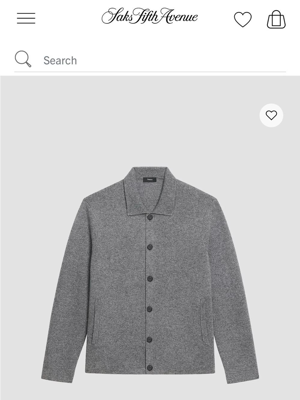 Theory Men's Gray Button-Front Collared Cashmere Cardigan